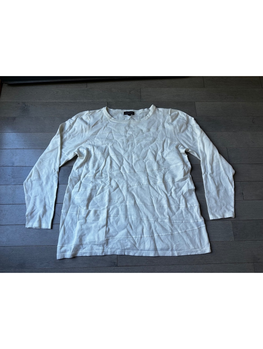 Women’s Sparkle & Sky White Long Sleeve Pullover Sweater Ribbed Texture Size L